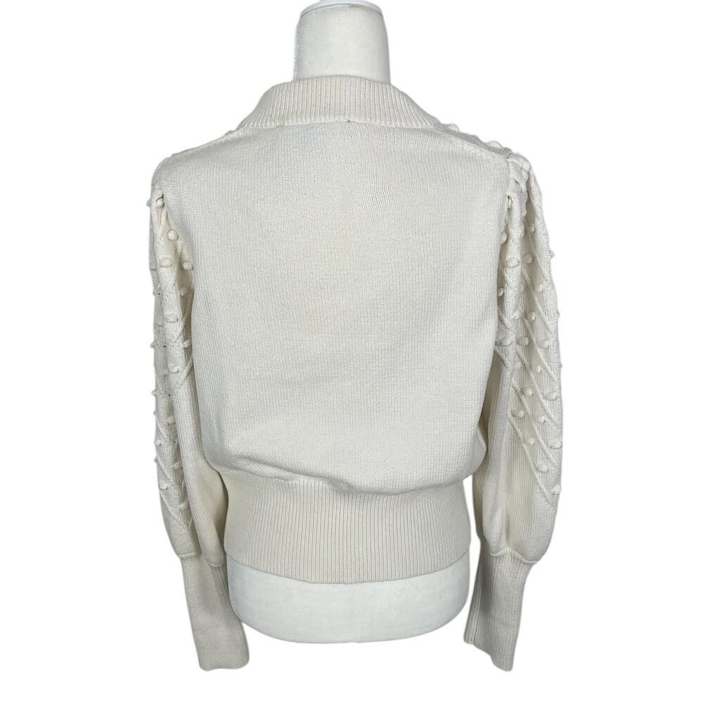 French Connection Cropped Bobble-Stitched Knit Sweater Cream Sz Large Cottage - Picture 8 of 13